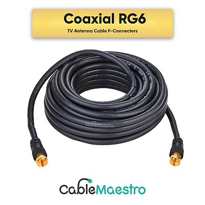 #ad RG6 Coaxial Quad Cable Extension Coax Dual Shielded Wire Satellite TV Antenna $16.15