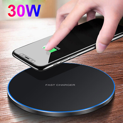 #ad 30W Wireless Phone Charger Pad Universal Fast Charging Dock For Samsung iPhone $13.89