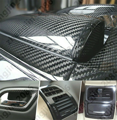 Auto Accessories 5D Glossy Carbon Fiber Vinyl Film Car Interior Wrap Stickers $10.95