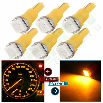 #ad 6x T5 5050 LED Bulb Car Dashboard Gauge A C Climate Control Light Yellow Amber $8.59