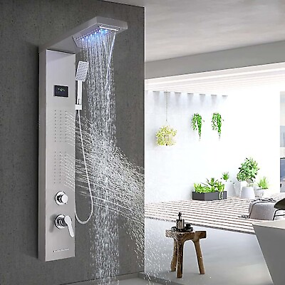 #ad Shower Panel Tower System Stainless steel Rain Massage Body Jet Shower Fixtures $119.14