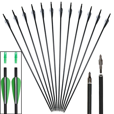 12pc 31quot; Carbon Arrows SP500 Screw Tips for Recurve Compound Bow Archery Hunting $29.99