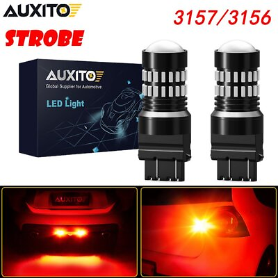 #ad AUXITO 3157 3047 3057 3156 LED Brake Tail Stop Light Red Strobe Flash Canbus EON $13.86