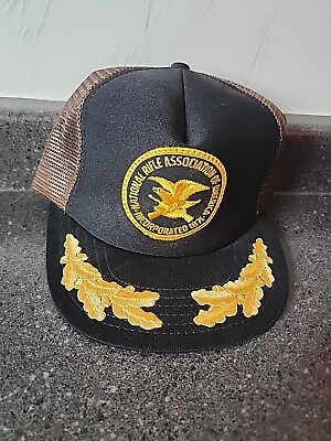 #ad #ad Vintage NRA Trucker Hat Golden Leaf Mesh Snapback Cap Black Gold USA MADE $7.77