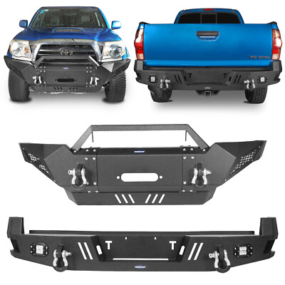 #ad Fit 05 15 Toyota Tacoma Front BumperRear Bumper w Winch Plate Replacement Steel $959.69