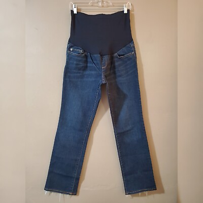 #ad Liz Lange Maternity Womens Jeans Size 8 Dark Blue High Panel Straight Leg $15.29