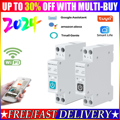 #ad Tuya With Metering Wifi Smart Circuit Breaker Switch 1P 63A DIN Rail Smart Home GBP 13.12