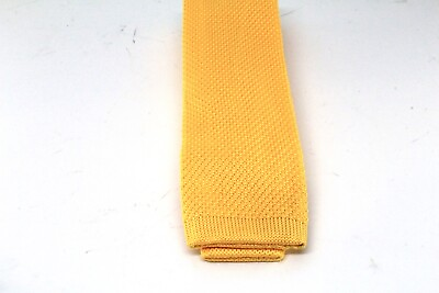 #ad New Bright Yellow Knit Knitted Tie Necktie Slim Skinny Narrow Square Woven 2.5in $8.99