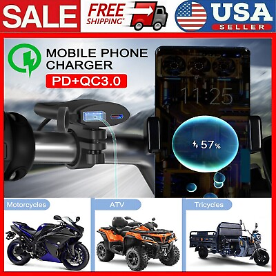 #ad Motorcycle Accessories PDUSB Waterproof Dual Fast Charging AC Phone Charger $14.74