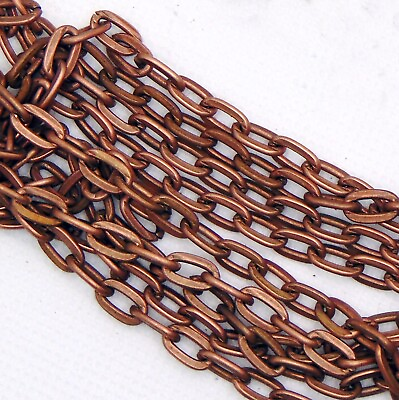 #ad By the Foot 5x8mm Antique COPPER Flat CABLE Chain Sturdy Links Nickel free $0.99