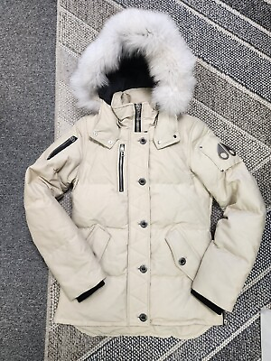 #ad Moose Knuckles Original 3Q Jacket Mens SLIM Down Coat Fox Fur Bone Beige Small $639.99