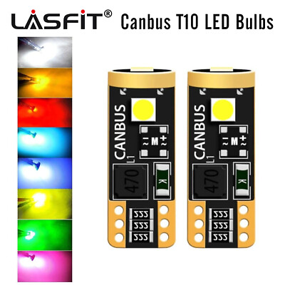 #ad LASFIT T10 194 168 W5W LED License Plate Light Bulbs White Amber Red Green 2825 $9.99