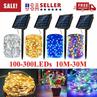 #ad 100 400 LED Solar Fairy Lights Outdoor Garden String Party Waterproof Lamp Yard $9.87