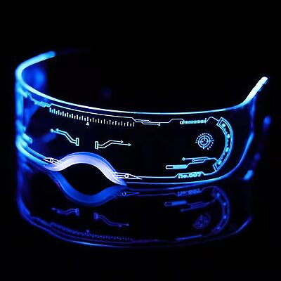 #ad LED Light Up Glasses Futuristic Cyberpunk Glasses for Adults Cosplay $13.12