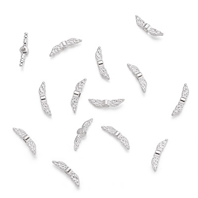 #ad 400x Silver Color Angel Wing Tibetan Silver Beads DIY Jewerly Findings 12x3x3mm $11.03