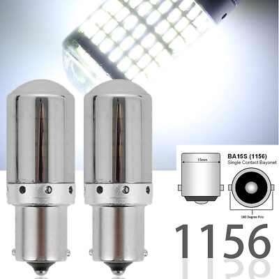 #ad Rear Signal Light 1156 BA15S 7506 3497 P21W 144 White LED Chrome M1 AW R $25.50