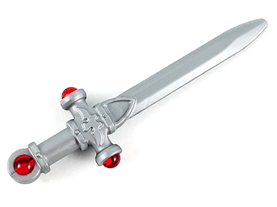 #ad Lego Flat Silver Sword Minifigure Weapon Ornate Trans Red Jewels Gryffindor NEW $3.99