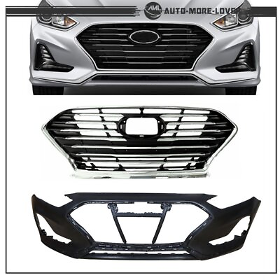 #ad Front Bumper Cover And Front Grille Kit For Hyundai Sonata 2018 2019 SE SEL GL $174.33