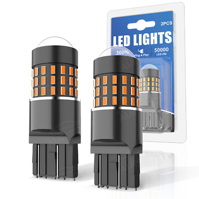 #ad 2Pcs 7443 7440 LED Amber Turn Signal Parking DRL Light Bulbs CANBUS Error Free $19.99