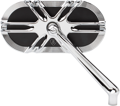 #ad Arlen Ness Chrome Caged Deep Cut Screw in Right Side Motorcycle Convex Mirror $94.95