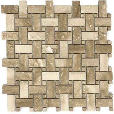 #ad Patara Basketweave Pattern 12quot;x12quot; Travertine Mosaic Tile 10 sqft per box $199.24