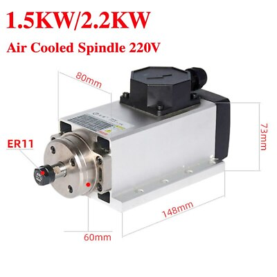 #ad CNC Air Cooled Square Spindle Motor 1.5KW 2.2KW ER11 ER20 Chuck Motors $193.99