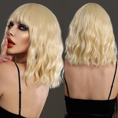 #ad Corn Silk Wavy Light Blond Full Wig for Women 14quot; Top Quality Synthetic Hair $13.50