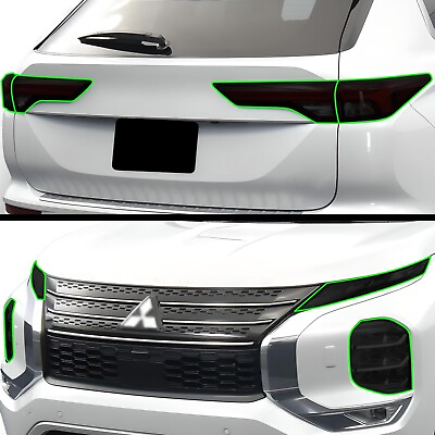 #ad Fits Mitsubishi Outlander 2022 2024 Tail Head Light Precut Smoked Tint Headlight $59.99