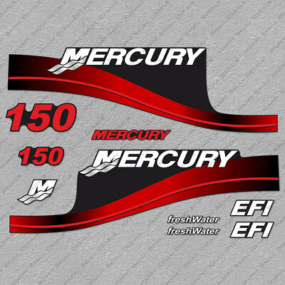 #ad Mercury 150hp EFI FreshWater outboard engine decals RED sticker set $55.79