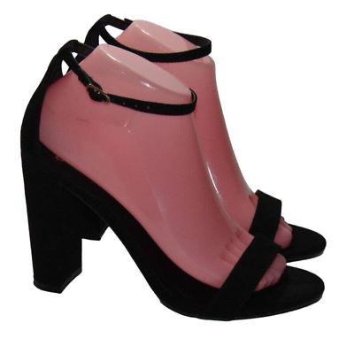 #ad Lulus High Heels Womens 6.5M Taylor Black Satin Pump Sandals Ankle Strap $12.99
