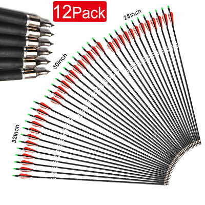 28 30quot; Carbon Arrow Practice Hunting Removable Tips for Compound amp; Recurve Bow $18.98