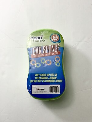 #ad 1 PC CAR WASH SPONGE EASY GRIP REUSABLE SUPER ABSORBENT GREEN COLOR $5.99