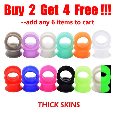 #ad 1 Pair Thick Silicone Ear Gauges Plugs Soft Flesh Tunnels Ear Stretchers 2g 1quot; $3.99
