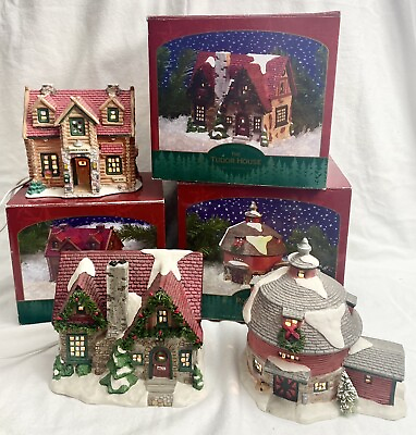 #ad #ad Christmas Village LOT Menards Round Barn Tudor Home Ranger Seasonal Specialties $59.99