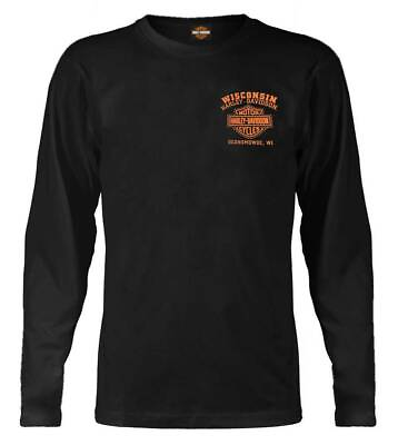 #ad Harley Davidson Men#x27;s Custom Freedom Long Sleeve Crew Neck Shirt Black $36.95