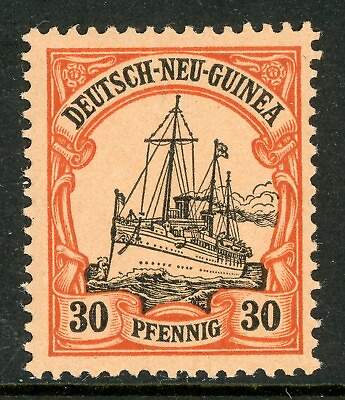 #ad Germany 1901 New Guinea 30pf Orange Black Yacht Unwmk Scott # 12 Mint E365 $2.55