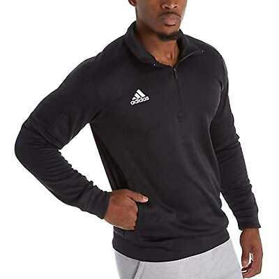 #ad adidas Athletics Team Issue 1 4 Zip Long Sleeve Black Melange White Large $60.00