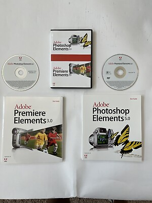 #ad Adobe Premier Elements 3.0 2006 Adobe Photoshop Elements 5.0 w user guides $8.32