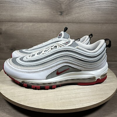 #ad Nike Air Max 97 White Bullet 2022 White Red Shoes DM0027 100 Mens Size 10.5 $64.99