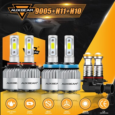 #ad AUXBEAM 9005H11H10 LED Headlight Fog light Bulbs Combo for Ford F150 2015 2022 $64.99