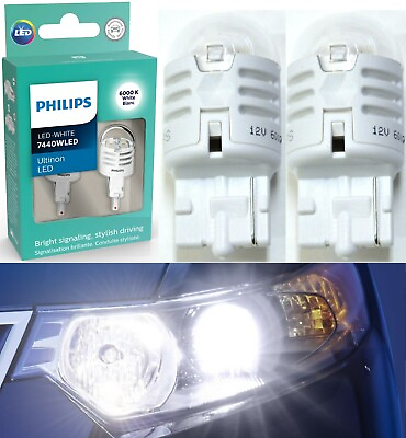 #ad Philips Ultinon LED Light 7440 White 6000K Two Bulbs Rear Turn Signal Replace OE $25.65