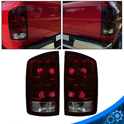 #ad Red Smoked For 2002 2006 Dodge Ram 1500 03 06 2500 3500 Tail Lights Lamps LHRH $56.99