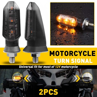#ad 2PCS Motorcycle LED Turn Signals Blinker Light Indicator Amber Smoke Universal V $9.99