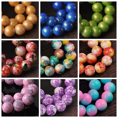 #ad 20pcs 10mm Round Coated Opaque Glass Loose Beads lot for Jewelry Making DIY $2.95