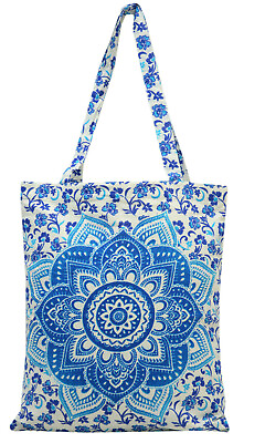 #ad Blue Ombre Shoulder Bag Ethnic Handmade Shopping Bag Cotton Reusable Bags $18.19