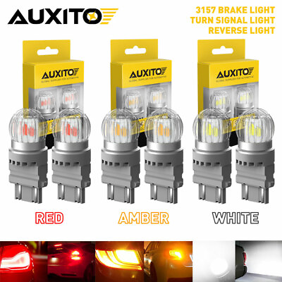 #ad AUXITO 3157 3156 3057 Red Amber White LED Brake Turn Signal Reverse Light Bulb $14.24