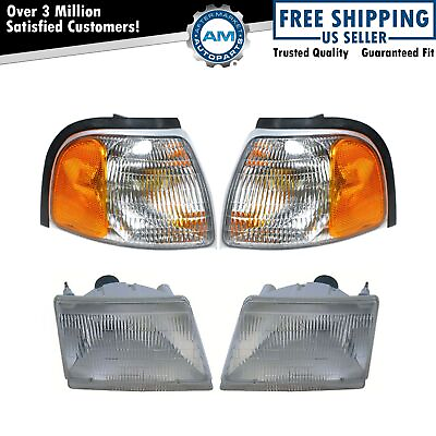 #ad Headlight Parking Light Lamp LH RH 4 Piece Kit Silver for Mazda Pickup Truck New $102.41