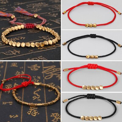 #ad Lucky Red Rope Copper Beaded Bracelet Tibetan Buddhist Women Men Handmade Gift C $1.15