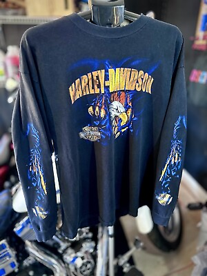 #ad #ad Vintage Harley Davidson Rare Print Ls Long Sleeve Shirt Eagle Talon Tear Out Xl $75.00