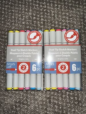 #ad Artist#x27;s Loft Dual Tip Sketch Markers Brights 6pc {BRAND NEW SEALED} QUICKSHIP $15.81
